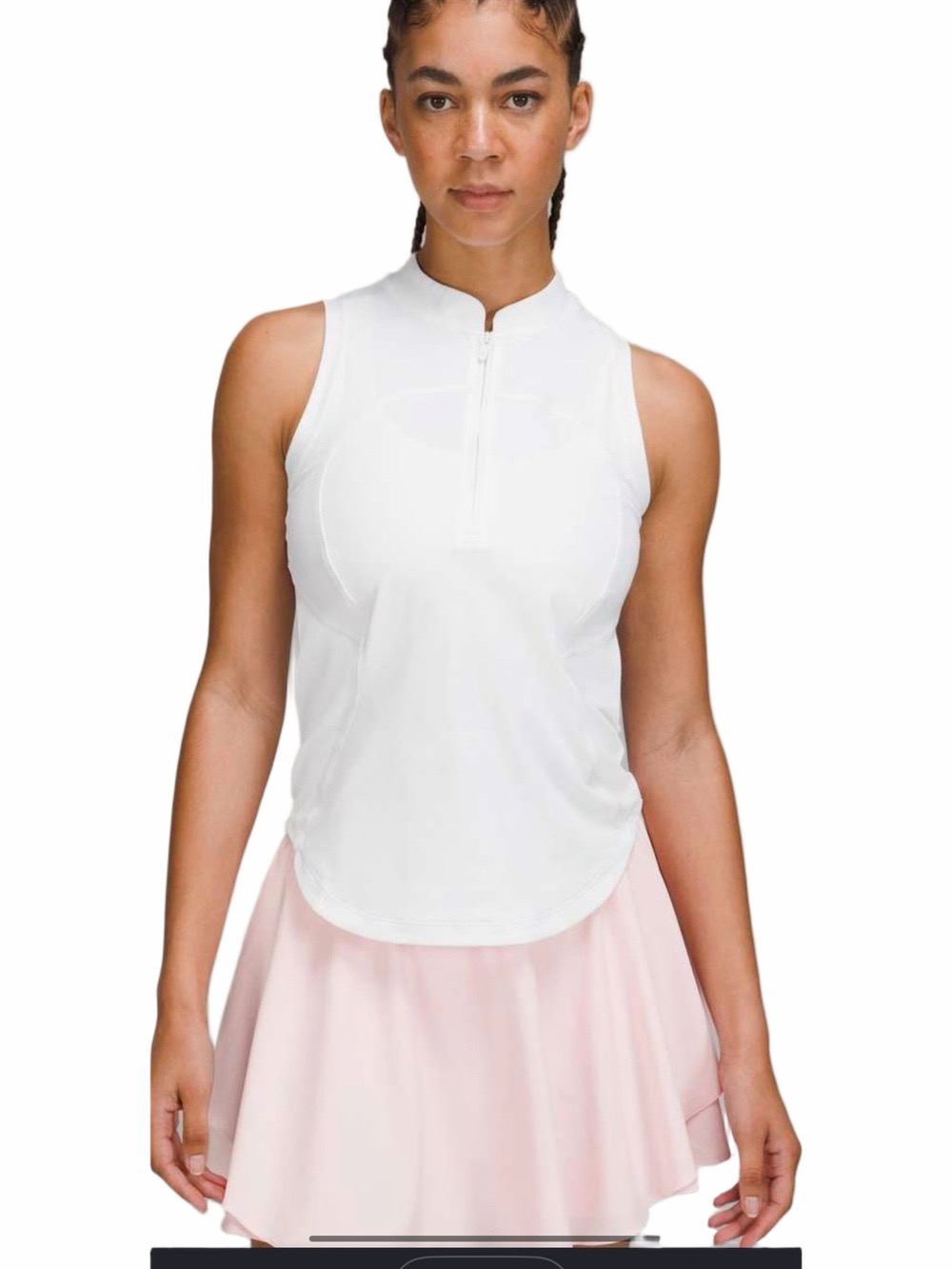 Lululemon Size Medium Light GREY Front Zip Mock Neck Sleeveless Pickleball Top